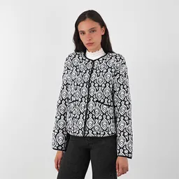 Chaqueta Acolchada Estampada Blanco Negro M Mujer Raindoor
