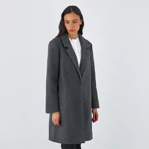 Abrigo Lanilla Melange Gris L Mujer Raindoor
