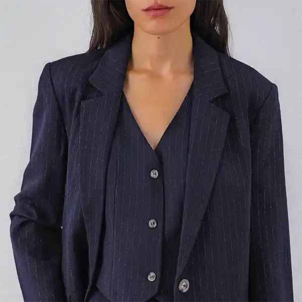 Blazer Azul Líneas Lúrex S Mujer Raindoor