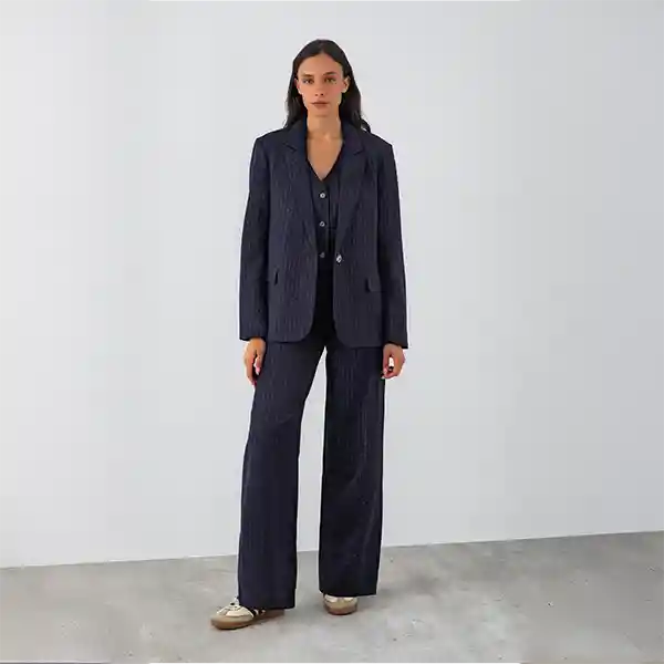 Blazer Azul Líneas Lúrex S Mujer Raindoor