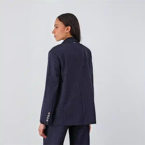 Blazer Azul Líneas Lúrex S Mujer Raindoor