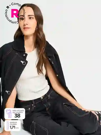 Jeans Moda Cargo Inx Cor W25 Negro 36