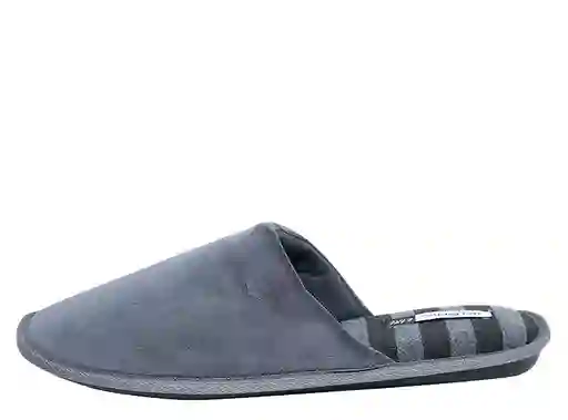 Pantufla Hombre Rayas Gris Osc M