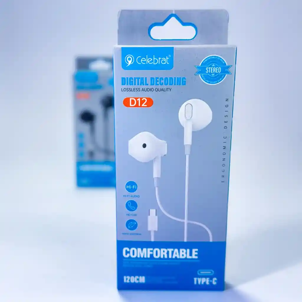 Audifonos Celebrat D12 Tipo C Blanco