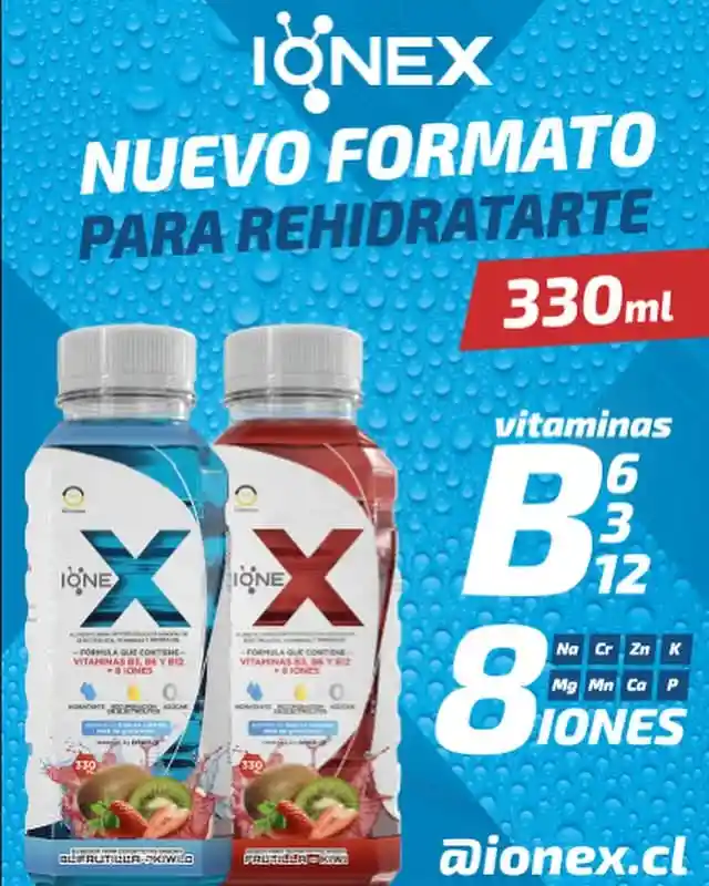 Ionex Bebidas Hidratante 330ml Sabor Frutilla - Kiwi Pack 6 Uds