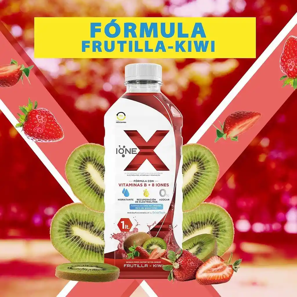 Ionex Bebida Hidratante Frutilla - Kiwi - Pack 6 Uds 1 Litro