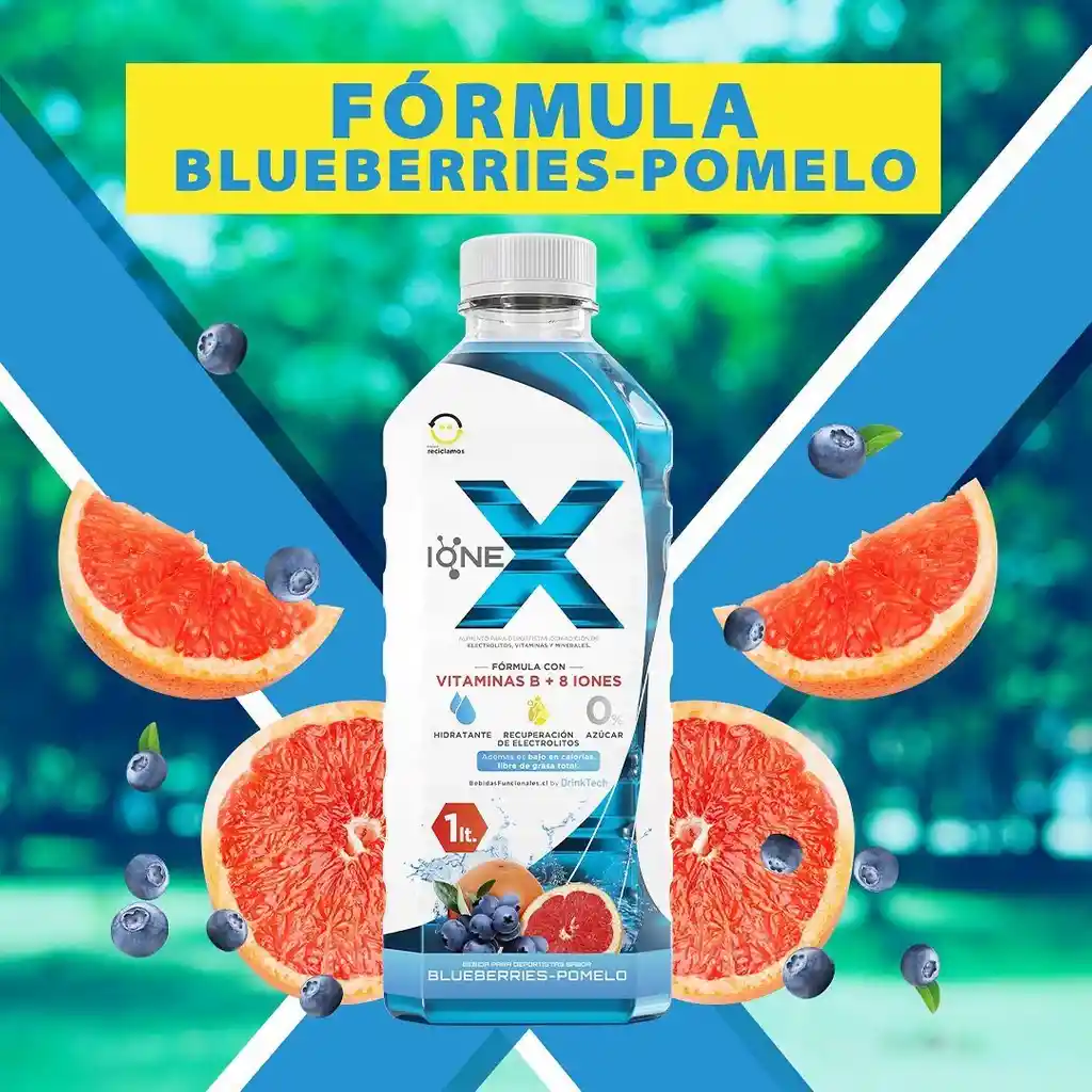 Ionex Bebida Hidratante Blueberries - Pomelo - Pack 6 Uds 1 Litro