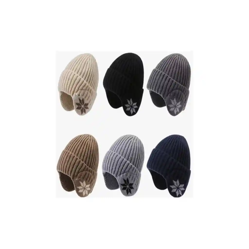 Gorro Beanie De Lana Adulto Con Cubre Orejas Unisex Surtidos