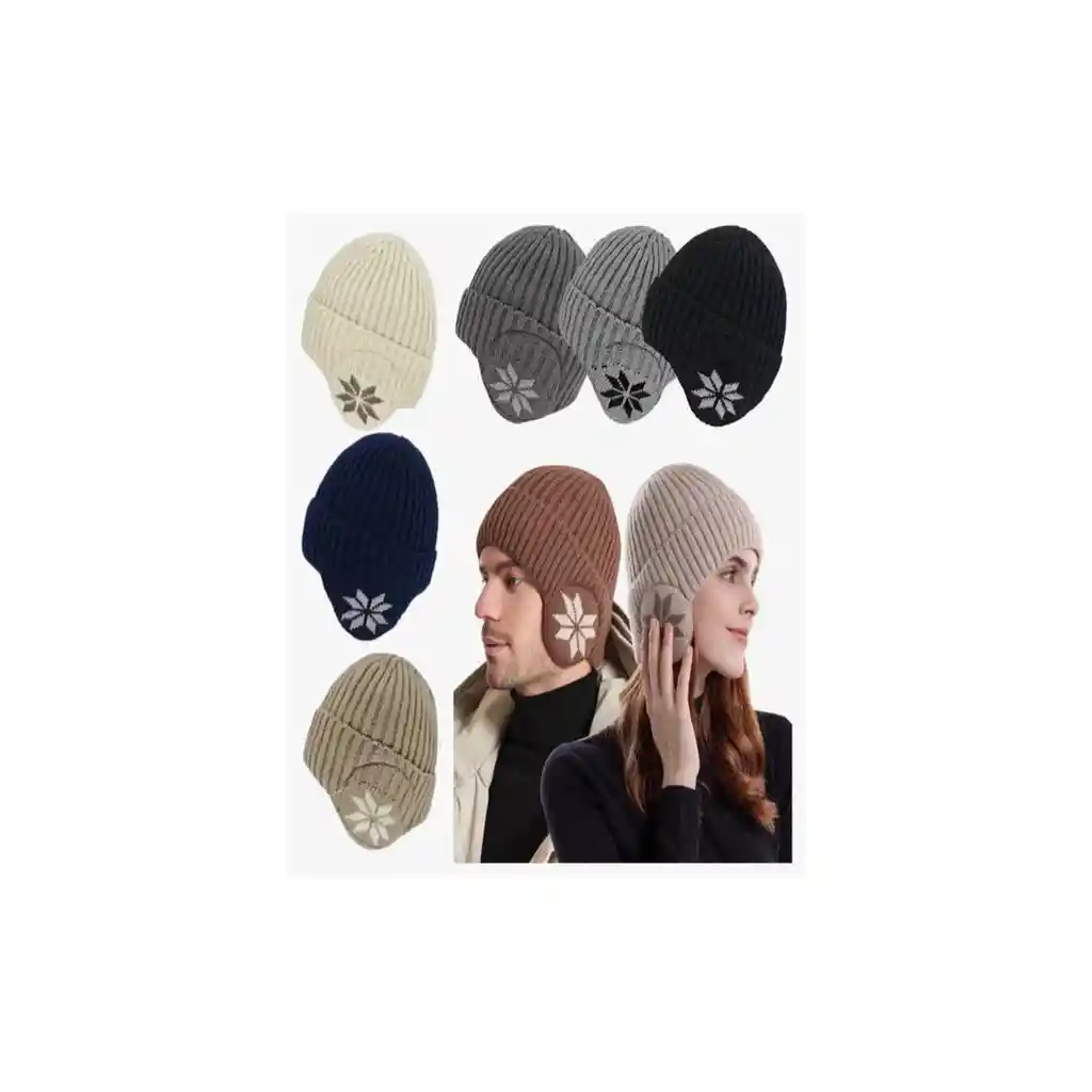 Gorro Beanie De Lana Adulto Con Cubre Orejas Unisex Surtidos