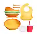Juego De Cubiertos Con Babero De Silicona Antideslizante