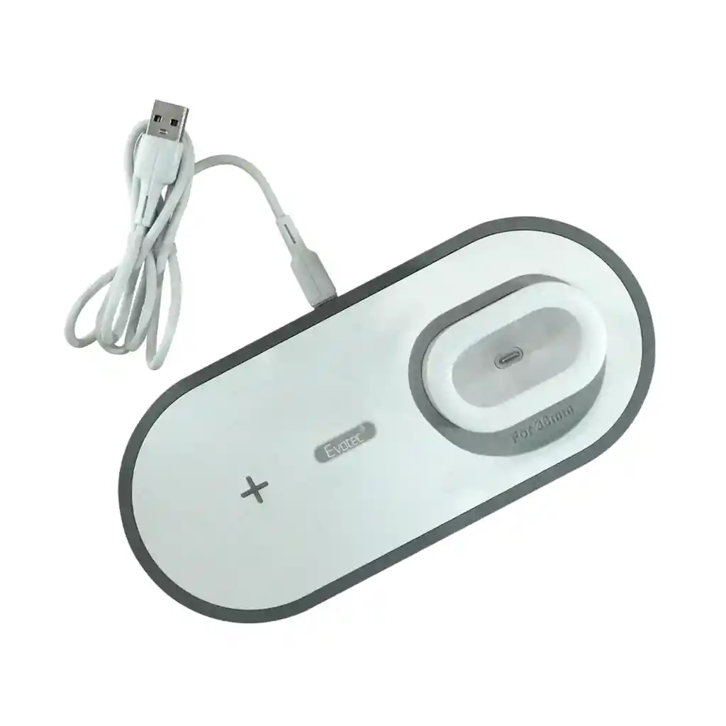 Cargador 3 En 1 Evotec Para Iphone Apple Watch Audifonos