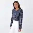 Blusa Cuadros Vuelos Azul M Mujer Raindoor