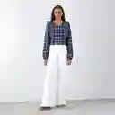 Blusa Cuadros Vuelos Azul M Mujer Raindoor