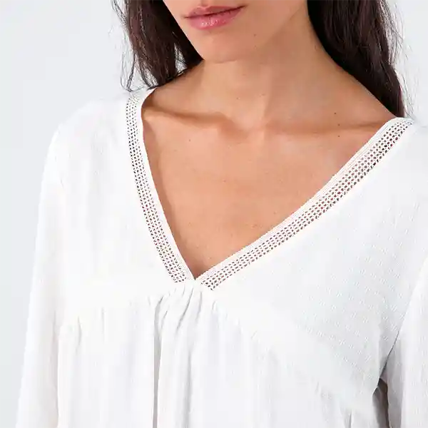 Blusa Cuello V Blanca Xs Mujer Raindoor