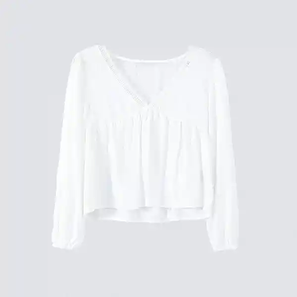 Blusa Cuello V Blanca Xs Mujer Raindoor