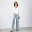 Blusa Cuello V Blanca Xs Mujer Raindoor