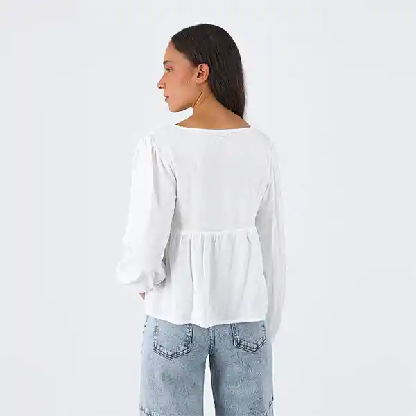Blusa Cuello V Blanca S Mujer Raindoor