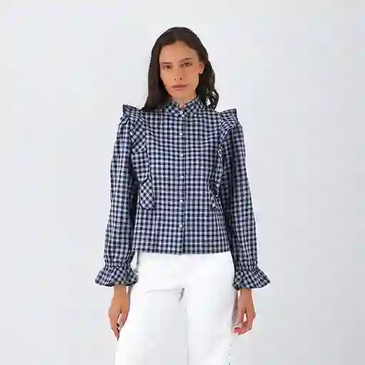 Blusa Vichy Vuelos Gris Xxs Mujer Raindoor