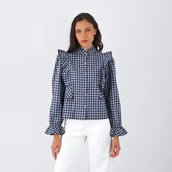 Blusa Vichy Vuelos Gris Xxs Mujer Raindoor
