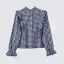 Blusa Vichy Vuelos Gris Xxs Mujer Raindoor