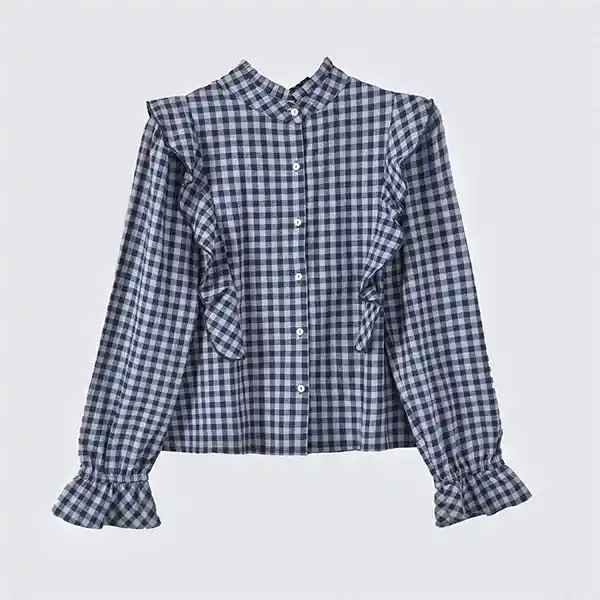 Blusa Vichy Vuelos Gris Xxs Mujer Raindoor