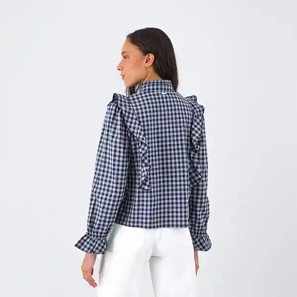 Blusa Vichy Vuelos Gris S Mujer Raindoor