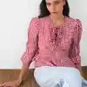 Blusa Vichy Lazos Roja Xs Mujer Raindoor