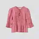 Blusa Vichy Lazos Roja Xs Mujer Raindoor