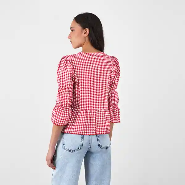 Blusa Vichy Lazos Roja Xs Mujer Raindoor