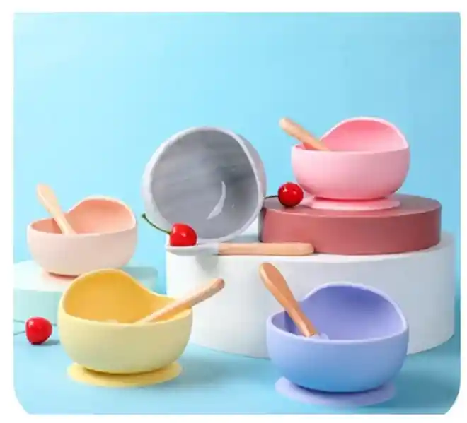 Bowl Con Cuchara De Silicona Para Bebé