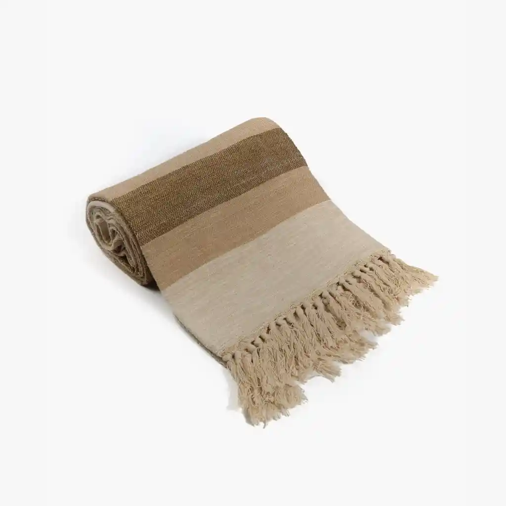 Manta Boho Algodón Textura Café