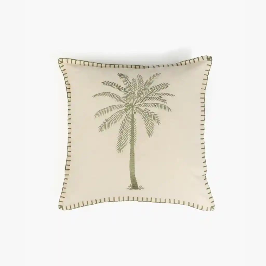 Cojín Palmera Bordada Beige