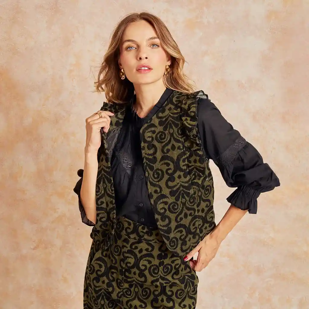 Vest Boho M Verde Musgo