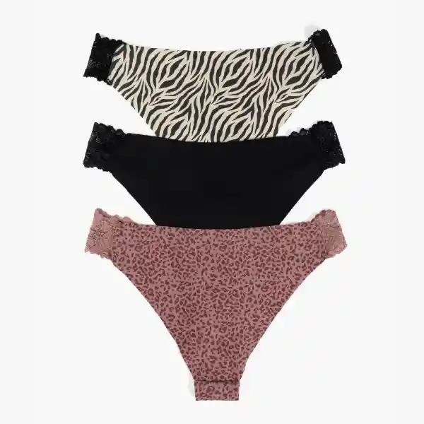 Set 3 Calzones Dreamy Con Encaje L Rosado