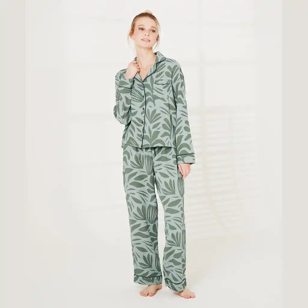 Pijama Dreamy Hojas M Verde