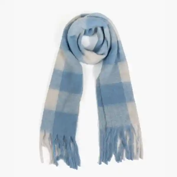 Bufanda Con Cuadros Celeste
