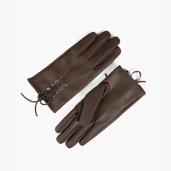 Guantes Con Cordón M/l Café
