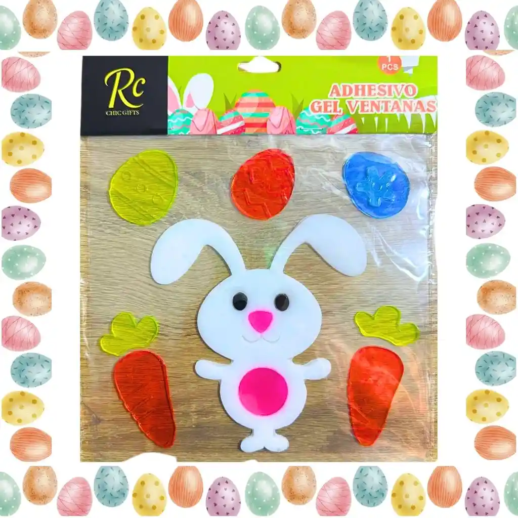 🐰 Adhesivo Gel Para Ventanas Con Conejo Y Zanahorias | Decoración De Pascua Infantil