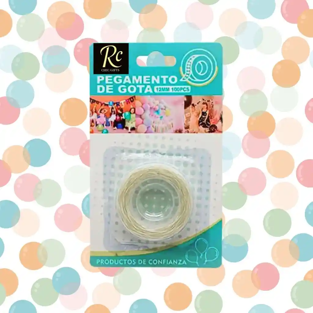 🎈 Pegamento De Gota 12mm (100 Piezas) | Adhesivo Transparente Para Globos Y Decoración De Fiestas