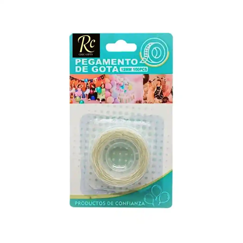 🎈 Pegamento De Gota 12mm (100 Piezas) | Adhesivo Transparente Para Globos Y Decoración De Fiestas