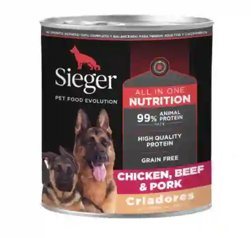 Sieger Lata Canino All Breeds Pollo/carne/cerdo 340 Gr