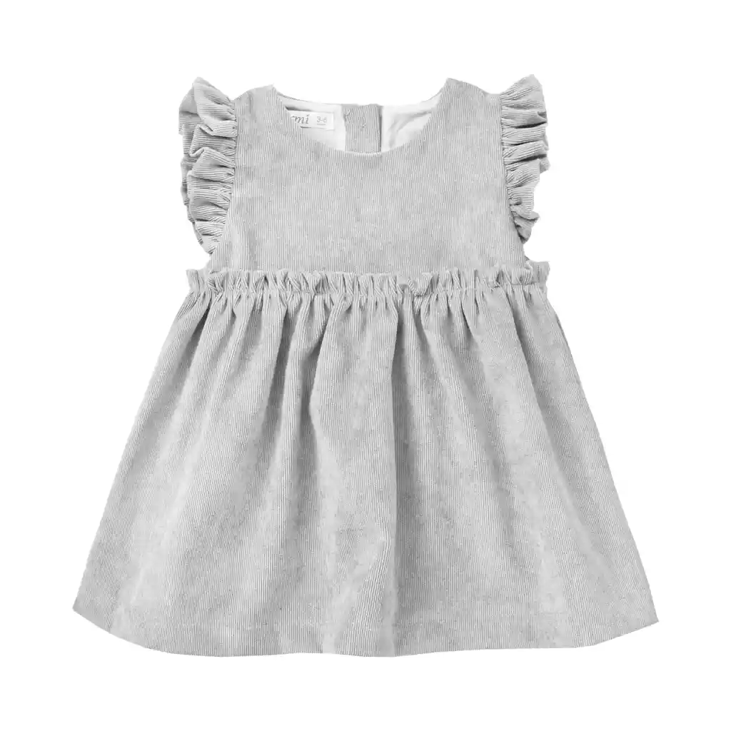 Vestido Valentina Cotele Gris (6/12 Meses)