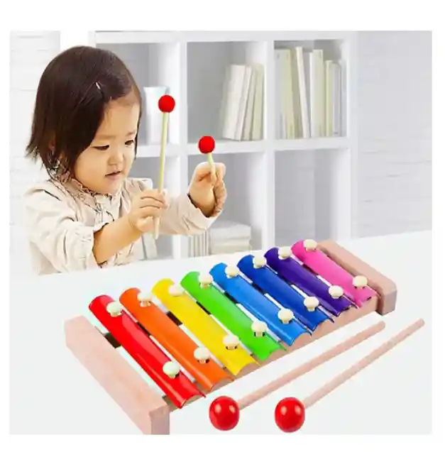 Metalofono Xilofono 8 Notas De Madera Para Niños Y Niñas