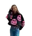 Sweater Poleron Luz Vibrant Smiley Negro Caritas Rosa