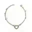 Pulsera Corazón Satinado Bolitas Plata Fina 925