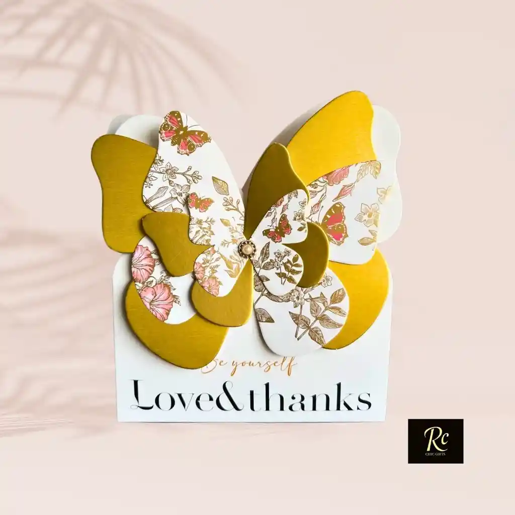 Bolsa De Regalo Rectangular Con Mariposas En Relieve Y Colgante (21.5x18x10 Cm ) Para Regalo