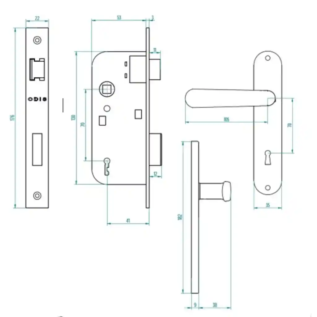 Cerradura Embutir Odis Simona 7040 Baño - Bronce