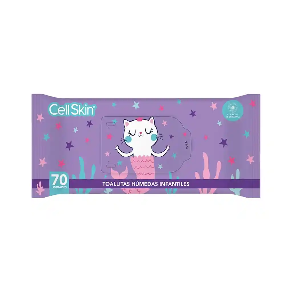 Cell Skin Toallita Húmeda Infantil Gato Sirena X70