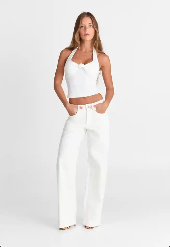 Lena Sculpt Top Crop Blanco M