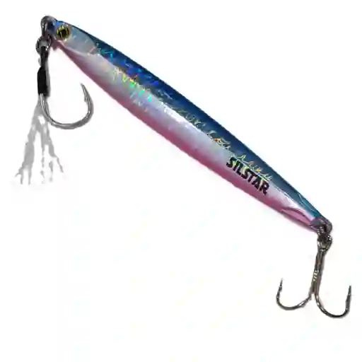 Señuelo Pesca Jig Silstar 14cms 100grs Sinking Azul/fucsia De Metal Chispa